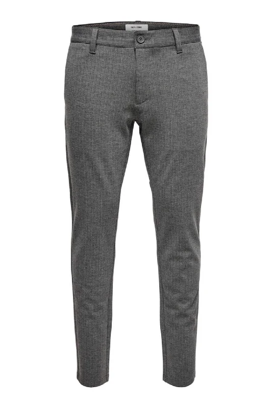 Men's Suits with Double VentsMark Trousers - Striped Grey (stretch trousers)