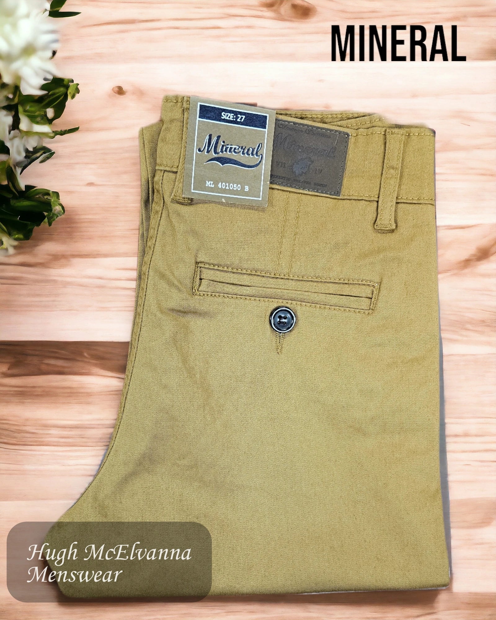 Practical Men's Machine-Washable SuitsMineral Boy's Tobacco Chino Trouser Style: JAKE