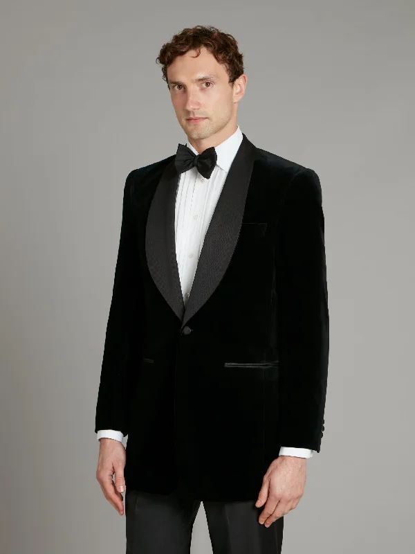 Men's Suits with Heavy-Duty ButtonsWhittaker Smoking Jacket - Black Velvet