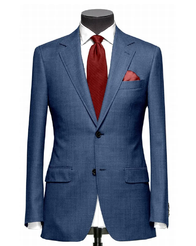 Men's Suits with Patterned FabricsDugdale Fine Worsted - Blue Plain