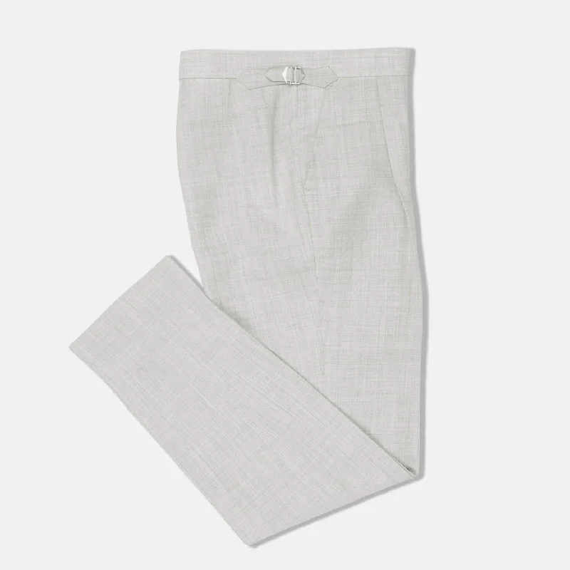 Lightweight Men's Summer SuitsPleat Front Trouser in Light Grey High Twist Wool