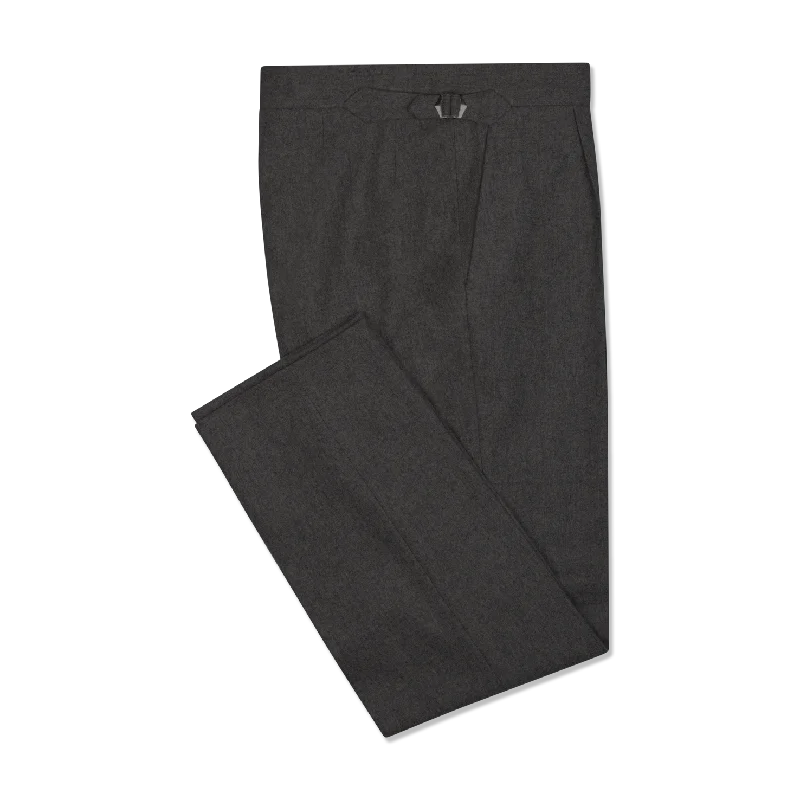 Men's Suits with Phone PocketsPleat Front Trouser in Charcoal Grey Flannel