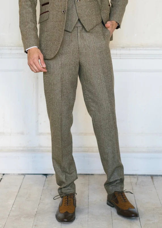 Men's Suits with Hidden PocketsCavani Gaston Sage Tweed Trousers