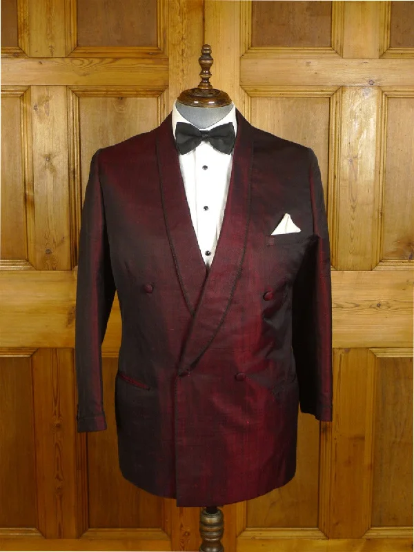 Men's Suits with Personalized Linings24/1092 amazing vintage 1963 cyril a castle savile row conduit st bespoke 2-tone burgundy red silk d/b dinner / smoking jacket w/ silk lining 43-44 short