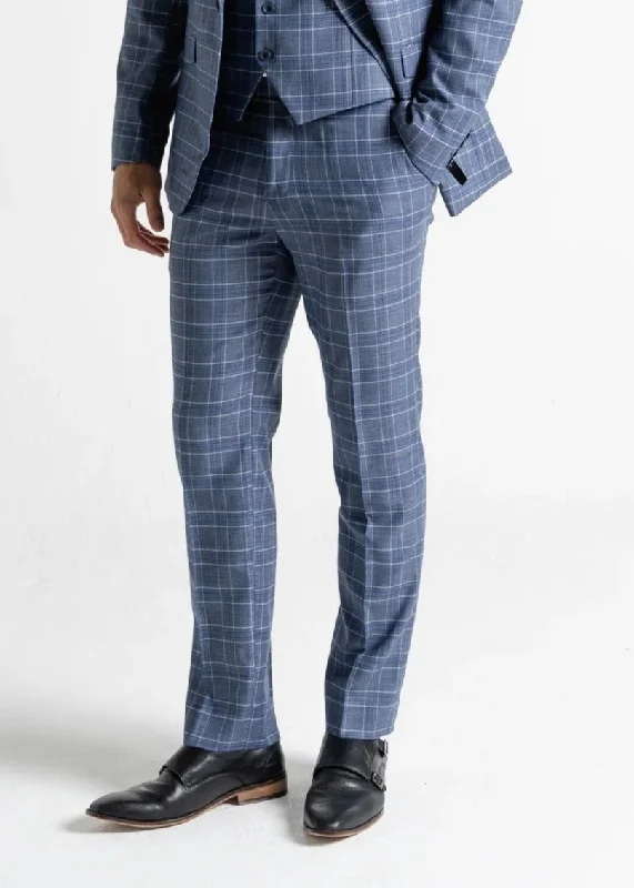 Lightweight Men's Summer SuitsKensington Light-Blue Checked Trousers