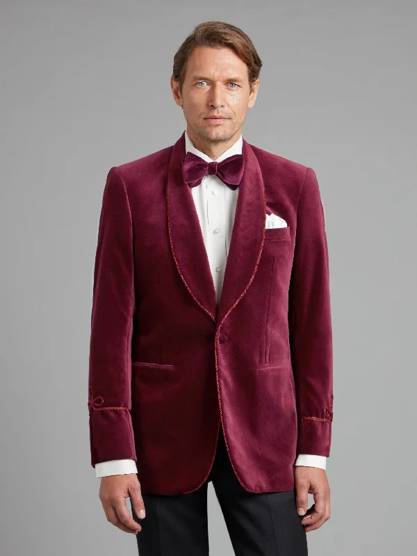 Men's Suits with Custom MonogramsPembroke Smoking Jacket - Burgundy Velvet