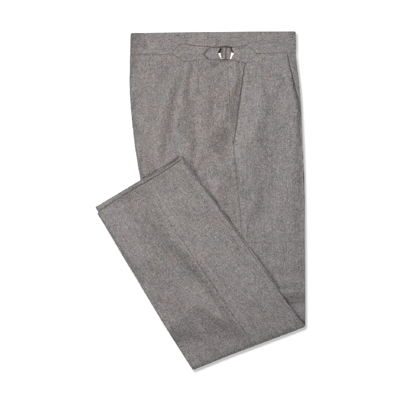 Men's Suits with Brass ButtonsPleat Front Trouser in Light Grey Flannel