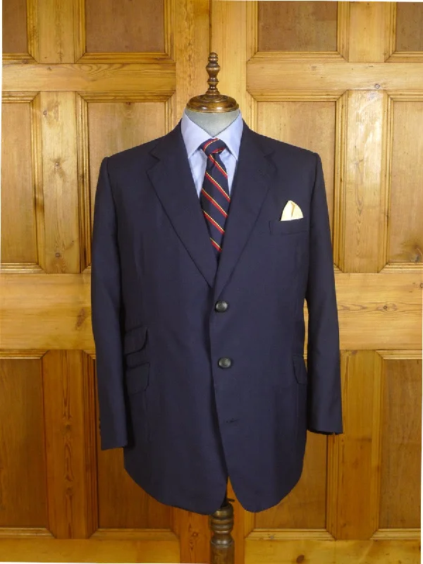 Men's Suits for Short Men24/0935 kent haste lachter 2019 savile row bespoke navy blue worsted blazer w/ services buttons 48 regular to long