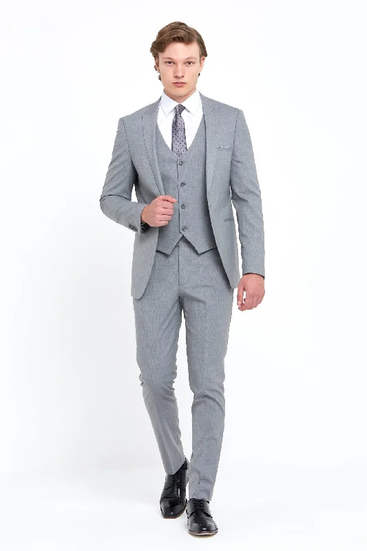 Men's Suits with Three-Button JacketsAntoine Silver