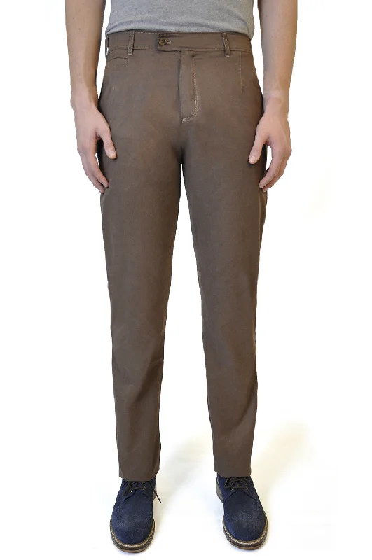 Men's Suits with Belt LoopsBrown Cotton Chino Trouser