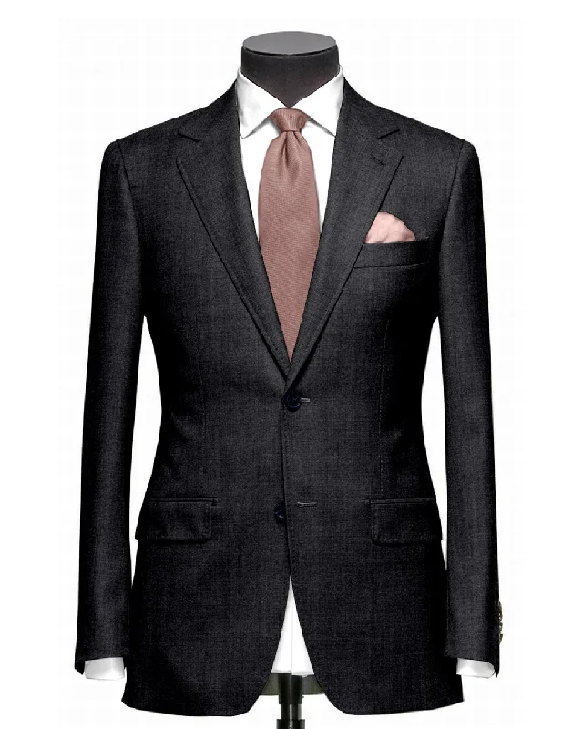 Men's Suits with Satin LiningsEThomas Wool Cashmere: Dark Grey Wool Jacket