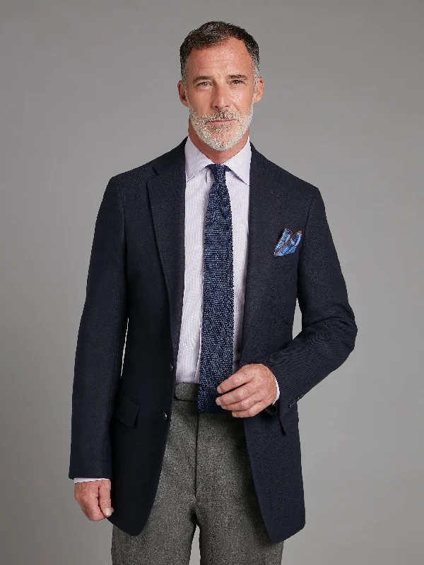 Men's Suits with Shawl LapelsUnstructured Jacket - Navy Wool