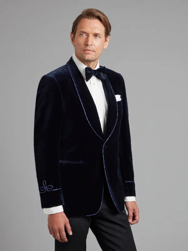 Casual Men's Blazer SuitsPembroke Smoking Jacket - Navy Velvet