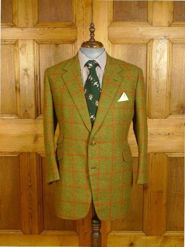 Men's Suits with Half-Canvas Constructions24/1012 immaculate p.a. crowe 2015 city of london bespoke green / red wp check tweed jacket 47 regular