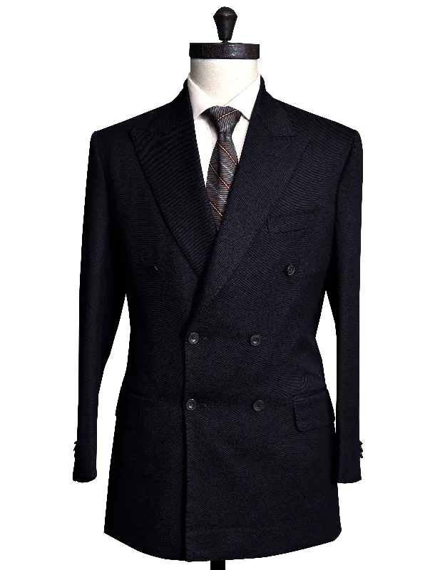 Durable Men's Wool SuitsDugdale Dark Navy Blue Twist Serge Double Breasted Jacket