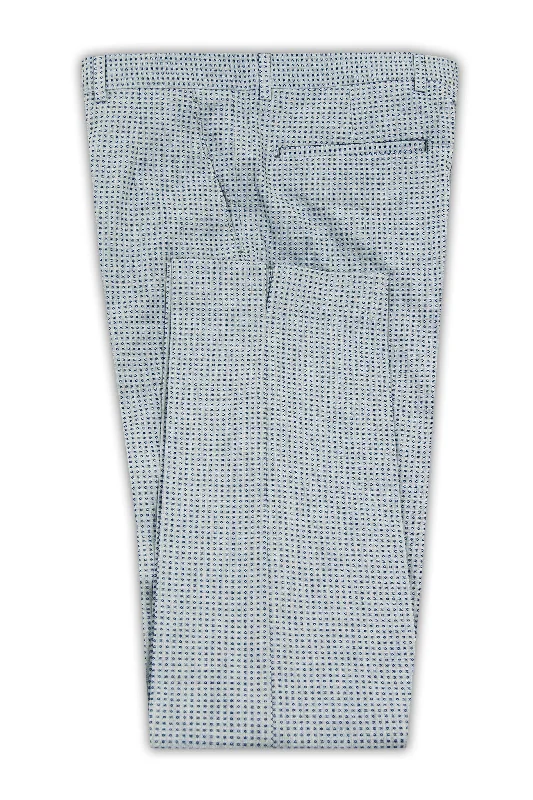 Men's Suits with Cuffed Trouser LegsSky Blue Trouser with Navy Blue Pattern