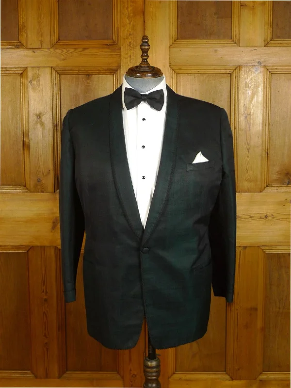 Classic Men's Three-Piece Suits24/1090 amazing vintage 1957 cyril a castle savile row conduit st bespoke 2-tone green silk dinner / smoking jacket w/ silk lining 45-46 short