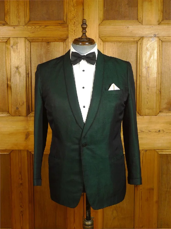 Affordable Men's Suits24/1091 amazing vintage 1963 cyril a castle savile row conduit st bespoke 2-tone green silk dinner / smoking jacket w/ silk lining 43-44 short