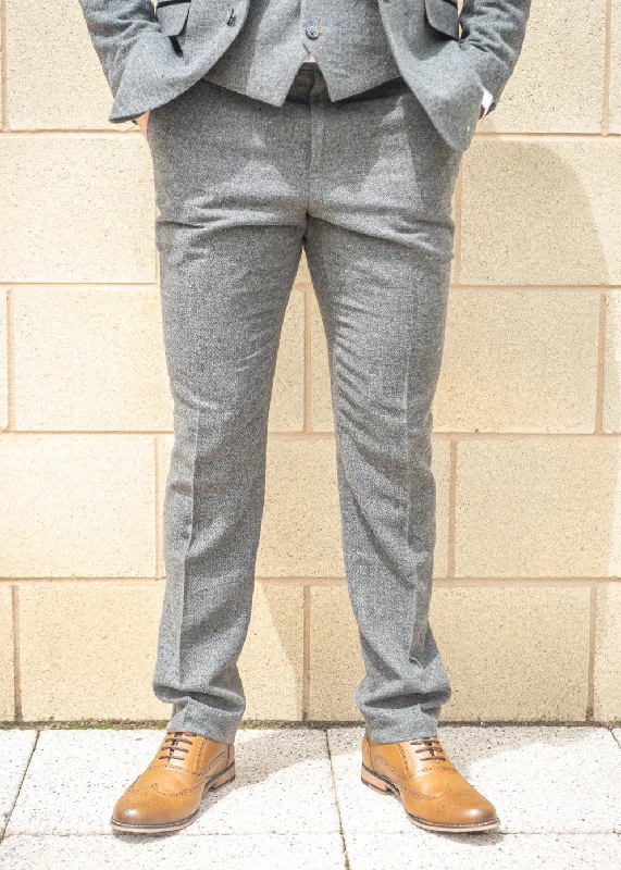 Men's Suits with Heavy-Duty ButtonsCavani Martez Grey Tweed Trousers