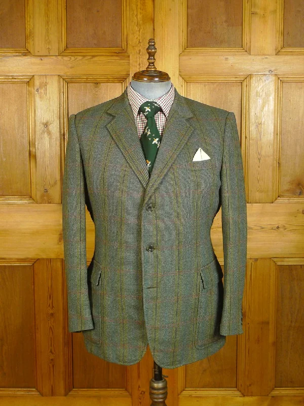 Unique Men's Made-to-Measure Suits24/0479 exceptional vintage old bond st london bespoke green wp check tweed norfolk jacket w/ back strap 42 regular