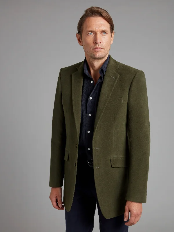 Luxurious Men's Silk-Lined SuitsEaton Jacket - Olive Moleskin