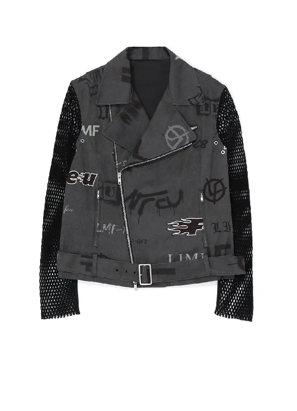 Men's Suits with Stretch FabricsGRAFFITI PRINT BIKER JACKET