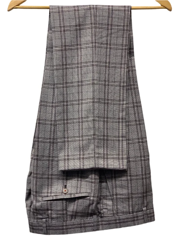 Men's Suits with Half-Canvas ConstructionsRobert Simon Grey Windowpane Check Trousers