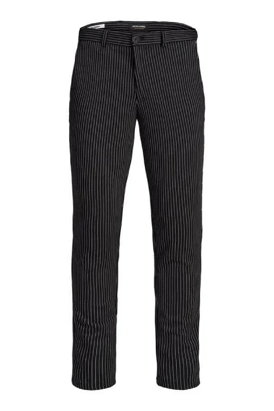 Practical Men's Machine-Washable SuitsMarco Phil Trousers - Black and white striped