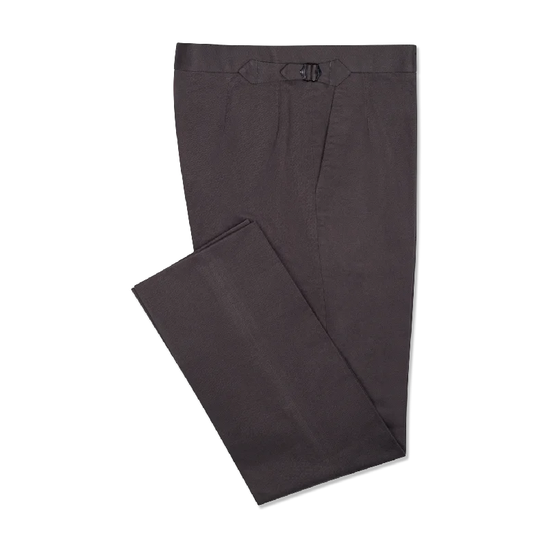 Men's Suits with Velvet FabricsFlat Front Trouser in Grey Brushed Cotton Twill