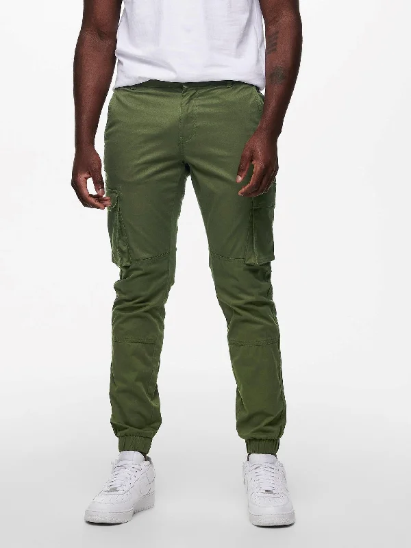 Men's Suits with Skinny LegsCam Stage Cargo Trousers - Olive Night