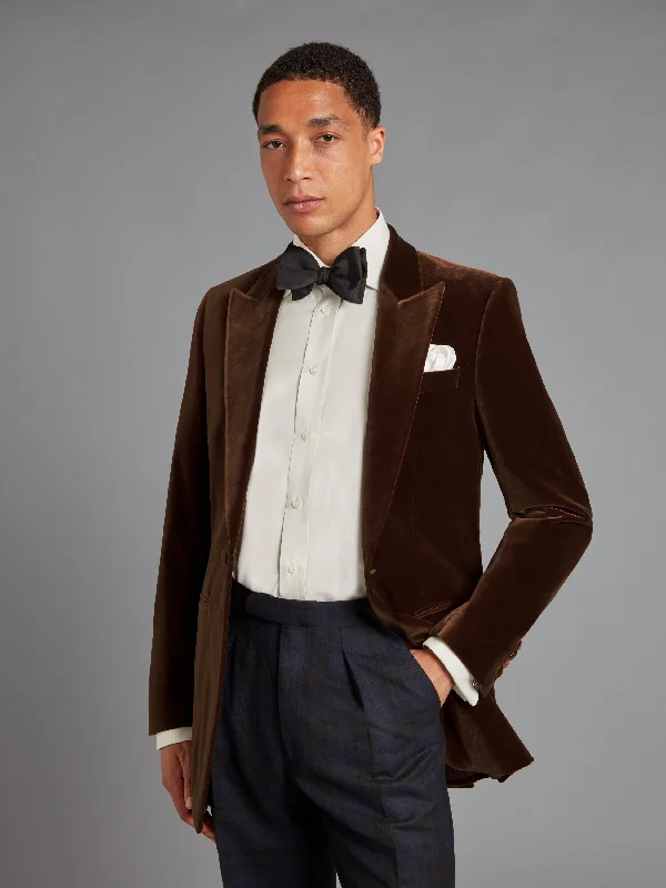 Men's Suits with Phone PocketsCarlyle Smoking Jacket - Brown Velvet