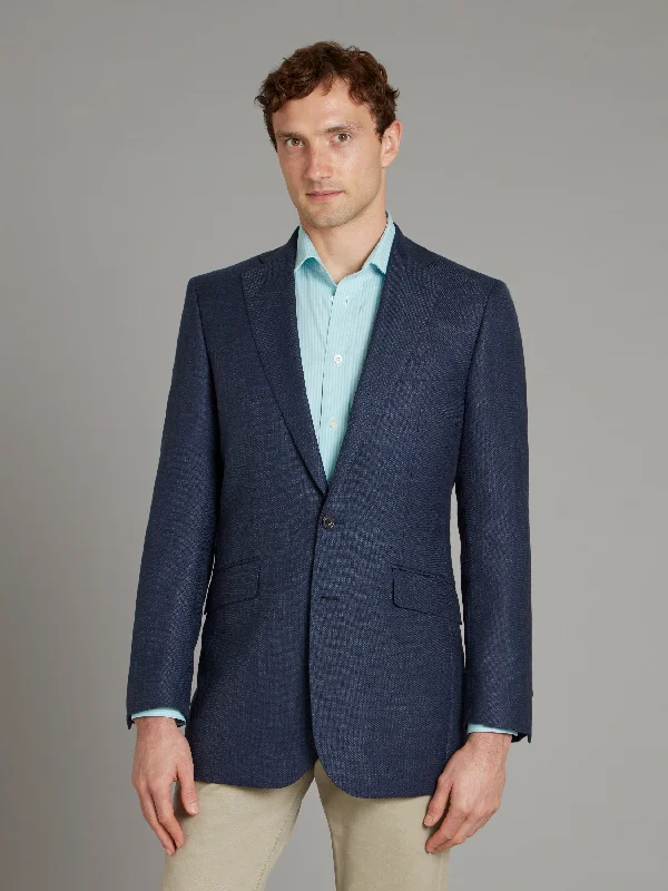 Men's Suits with Brass ButtonsEaton Jacket - Textured Sapphire Blue