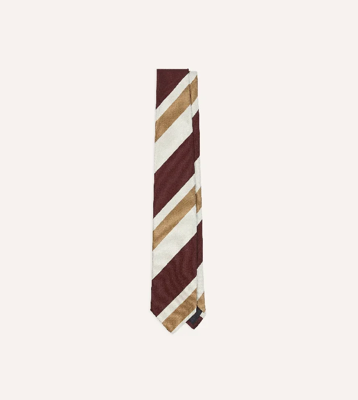 Men's Suits for LayeringRed and Cream Broad Stripe Silk Tipped Tie