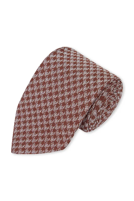 Men's Suits for Creative FieldsClaret and White Houndstooth Silk Tie