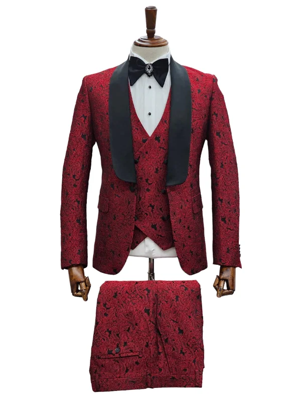 Men's Suits with Solid ColorsGT1SX+V-1685 RED