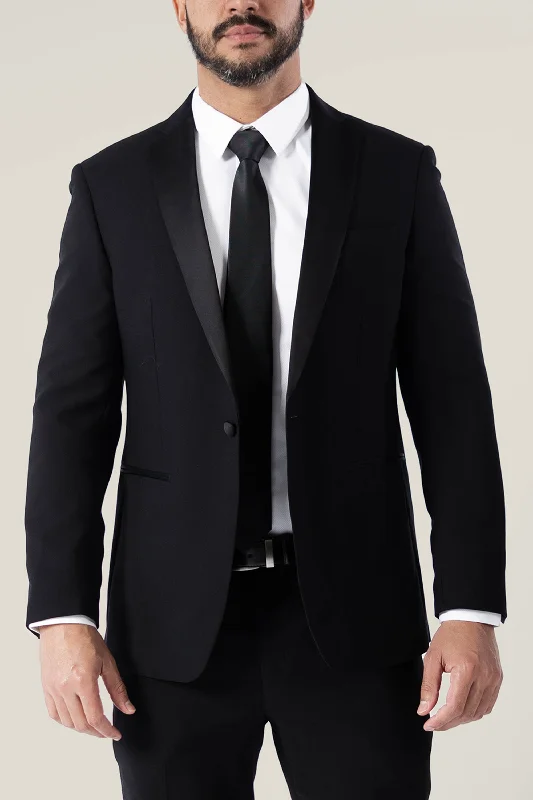 Best Men's Tailored SuitsMen's Black Suit Jacket with Satin Notch Lapel