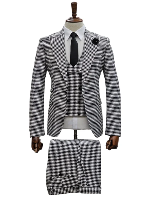 Men's Suits for Entertainment IndustriesGT1P+V-7009 BLK/WHITE