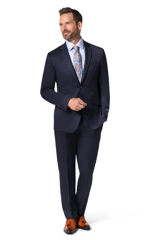 Men's Suits with Cotton-Blend FabricsBerragamo - Reda | Slim Fit 2-Piece Solid Suit - Navy