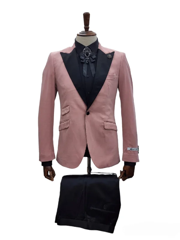 Men's Suits with Stretch FabricsGiovanni Testi 1 Button Slim Fit Stretch Velvet Tuxedo GTX1P-1925 PINK