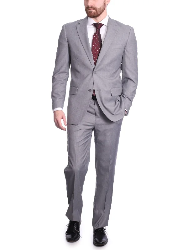 Men's Suits for Warm WeatherRaphael Men's Big & Tall Gray Regular Classic Fit Wool-touch Two Button Two Piece Suit