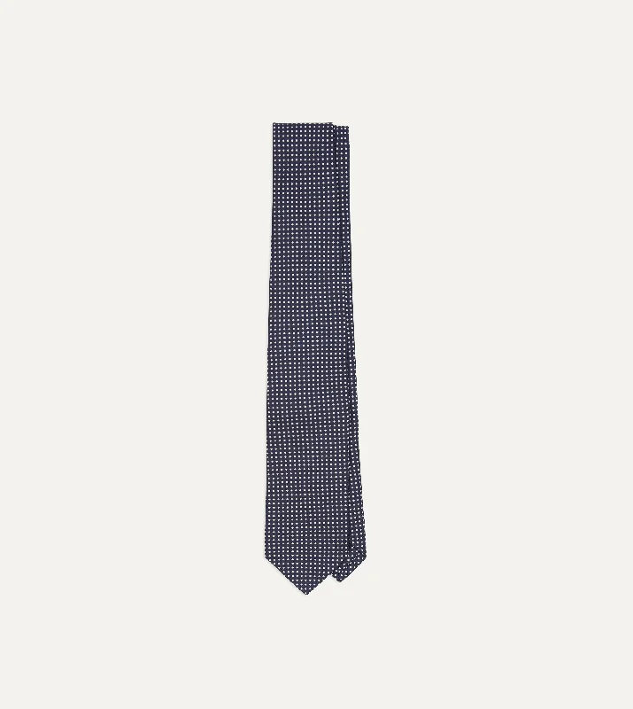 Men's Suits for WeddingsNavy Micro Polka Dot Silk Self-Tipped Tie