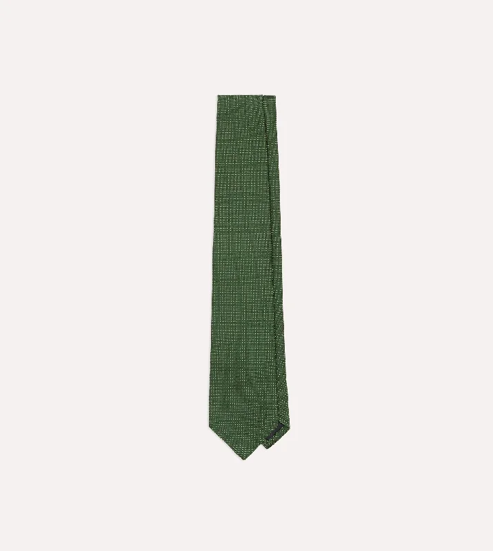 Functional Men's Travel SuitsGreen Micro Polka Dot Embroidered Tipped Tie