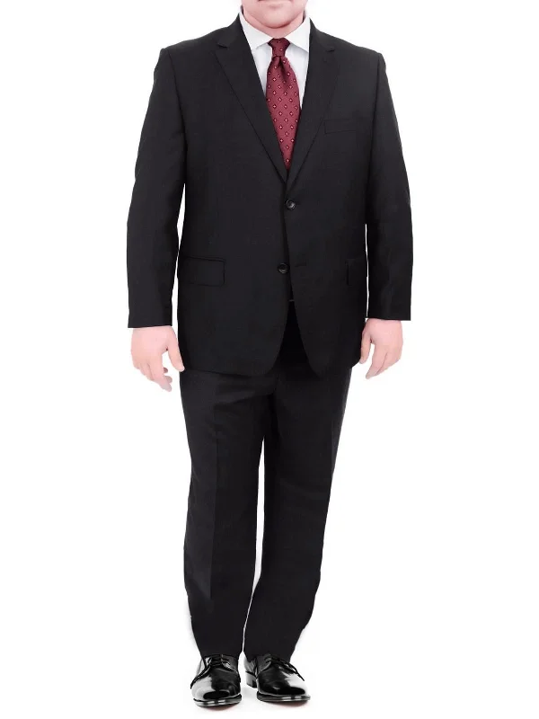 Men's Suits with Synthetic FabricsMen's Sartoria Mazara Big & Tall Portly Fit Executive Cut Black Two Button Wool Suit