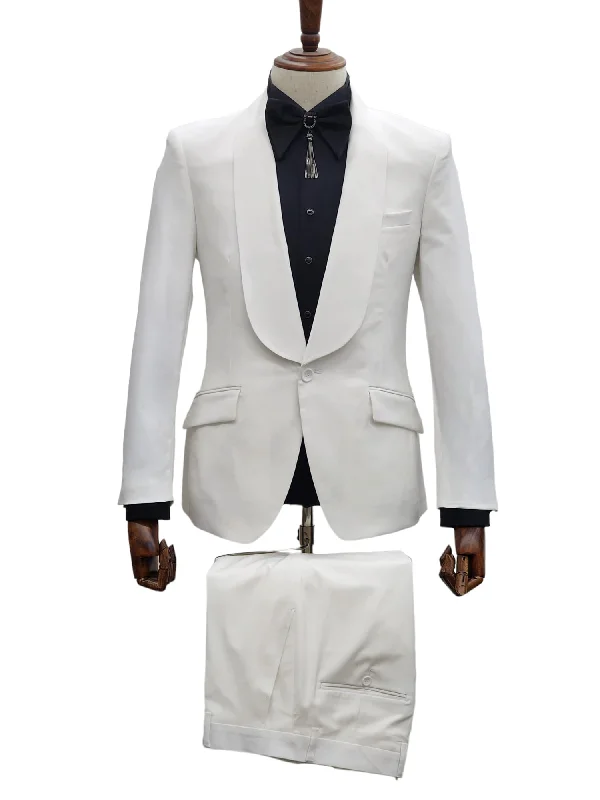 Men's Suits with Flat-Front Trousers1 Button Slim Fit Suit FF1S-TRS Off White