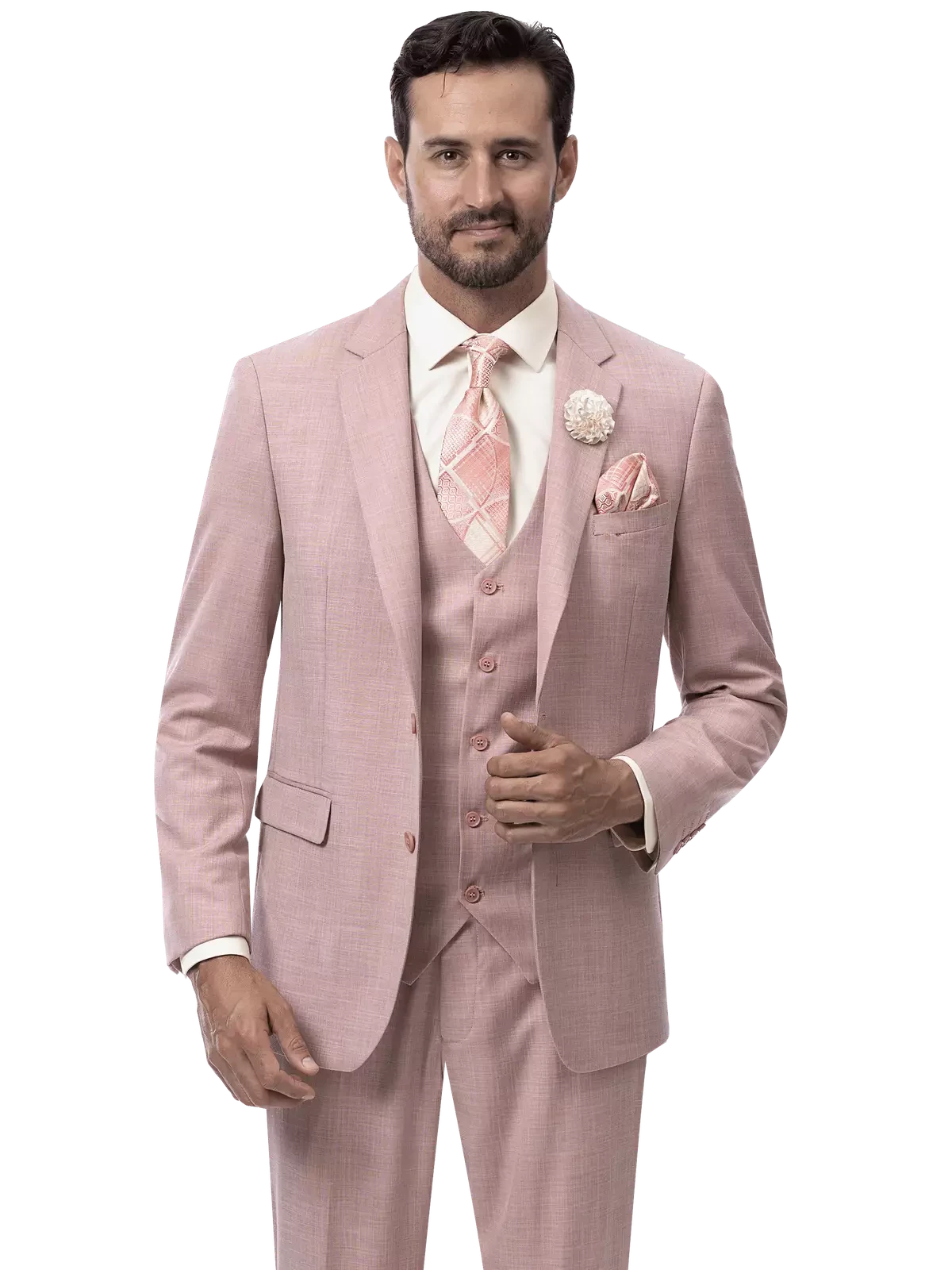 Men's Suits with Double VentsKent & Park Big & Tall Mauve Pink Regular Fit Two Button 3 Piece Suit