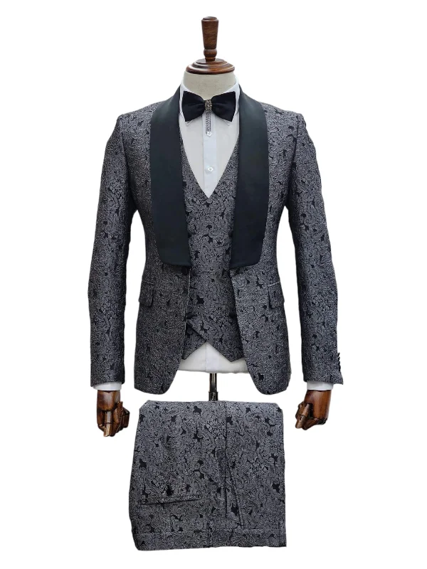 Men's Suits with Notched LapelsGT1SX+V-1685 GREY