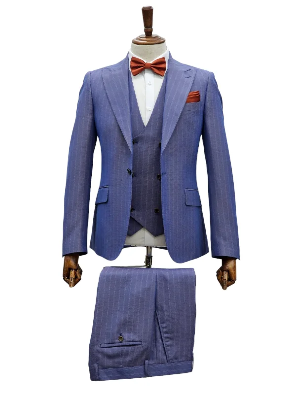 Men's Suits with Flat-Front TrousersGT1P+V-5732 BLUE-RUST