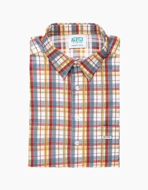 Affordable Men's SuitsAertex Taunton Yellow/Maroon/Grey Check Short Sleeve Shirt