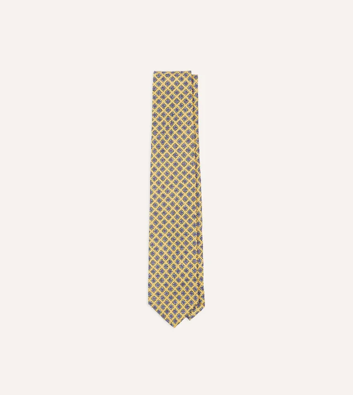 Men's Suits for Corporate SettingsYellow Square Medallion Self-Tipped Silk Tie