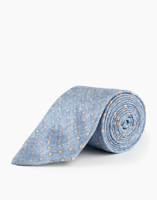 Men's Suits with Linen-Blend FabricsChambray Blue & Grey Diamond Silk Tie